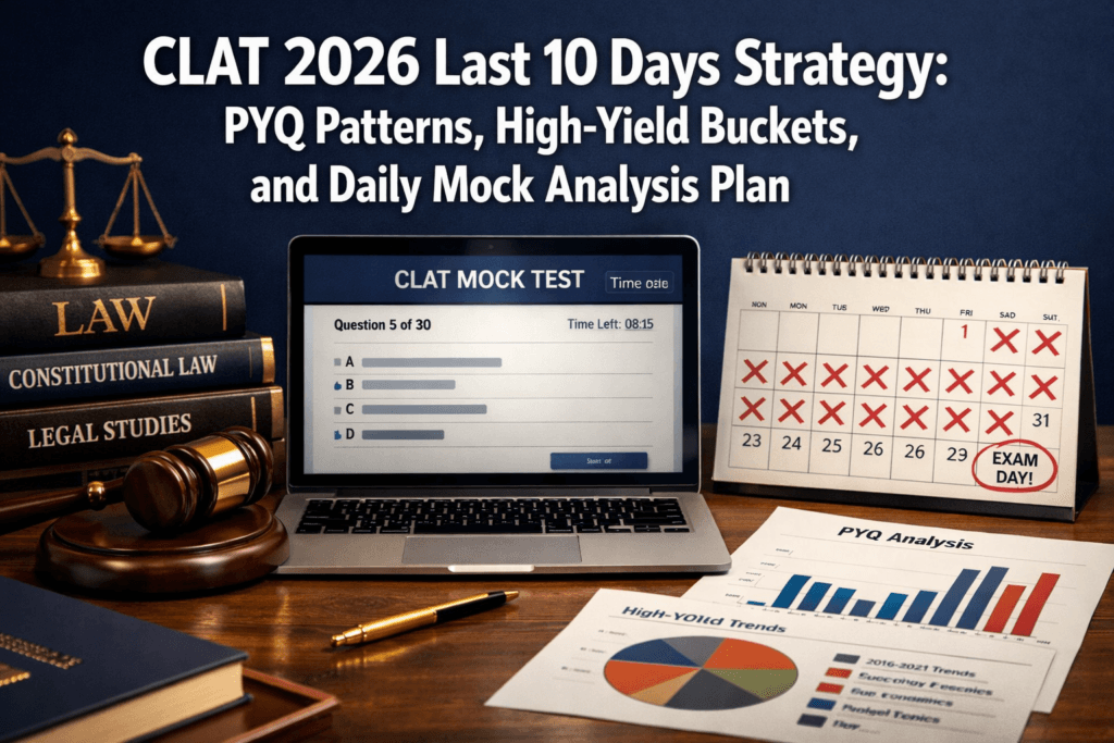 CLAT 2026 Last 10 Days Strategy: PYQ Patterns, High-Yield Buckets, and Daily Mock Analysis Plan