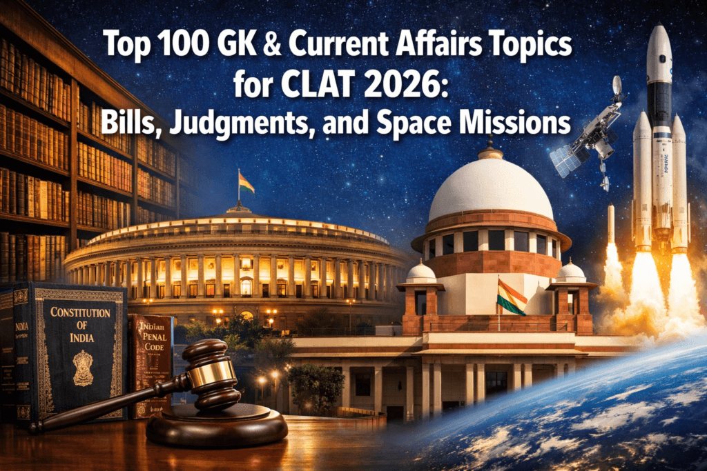 Top 100 GK & Current Affairs Topics for CLAT 2026: Bills, Judgments, and Space Missions