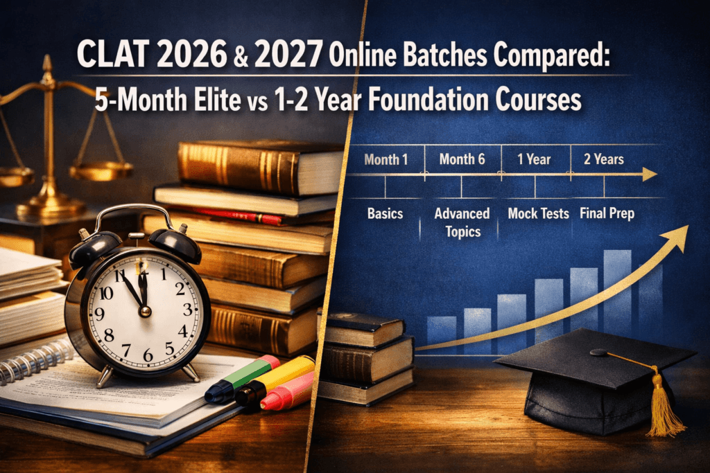 CLAT 2026 & 2027 Online Batches Compared: 5-Month Elite vs 1-2 Year Foundation Courses