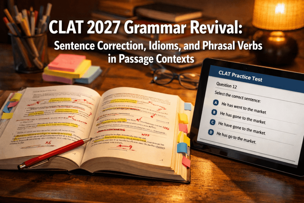 CLAT 2027 Grammar Revival: Sentence Correction, Idioms, and Phrasal Verbs in Passage Contexts
