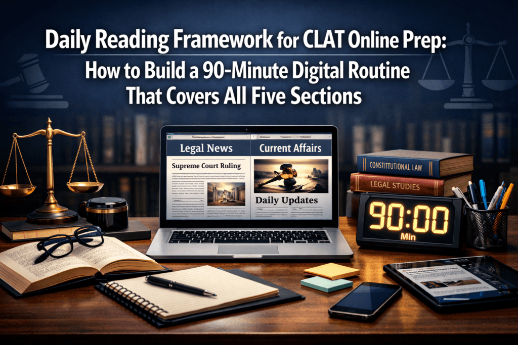 Daily Reading Framework for CLAT Online Prep: How to Build a 90-Minute Digital Routine That Covers All Five Sections