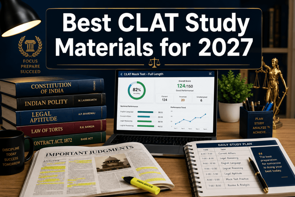 Best CLAT Study Materials for 2027: Books, Mocks, Current Affairs Sources, and Daily Practice Stack